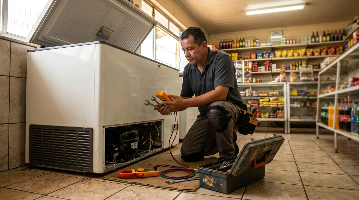 Técnico de conserto de freezer em residência em Cascavel‑PR